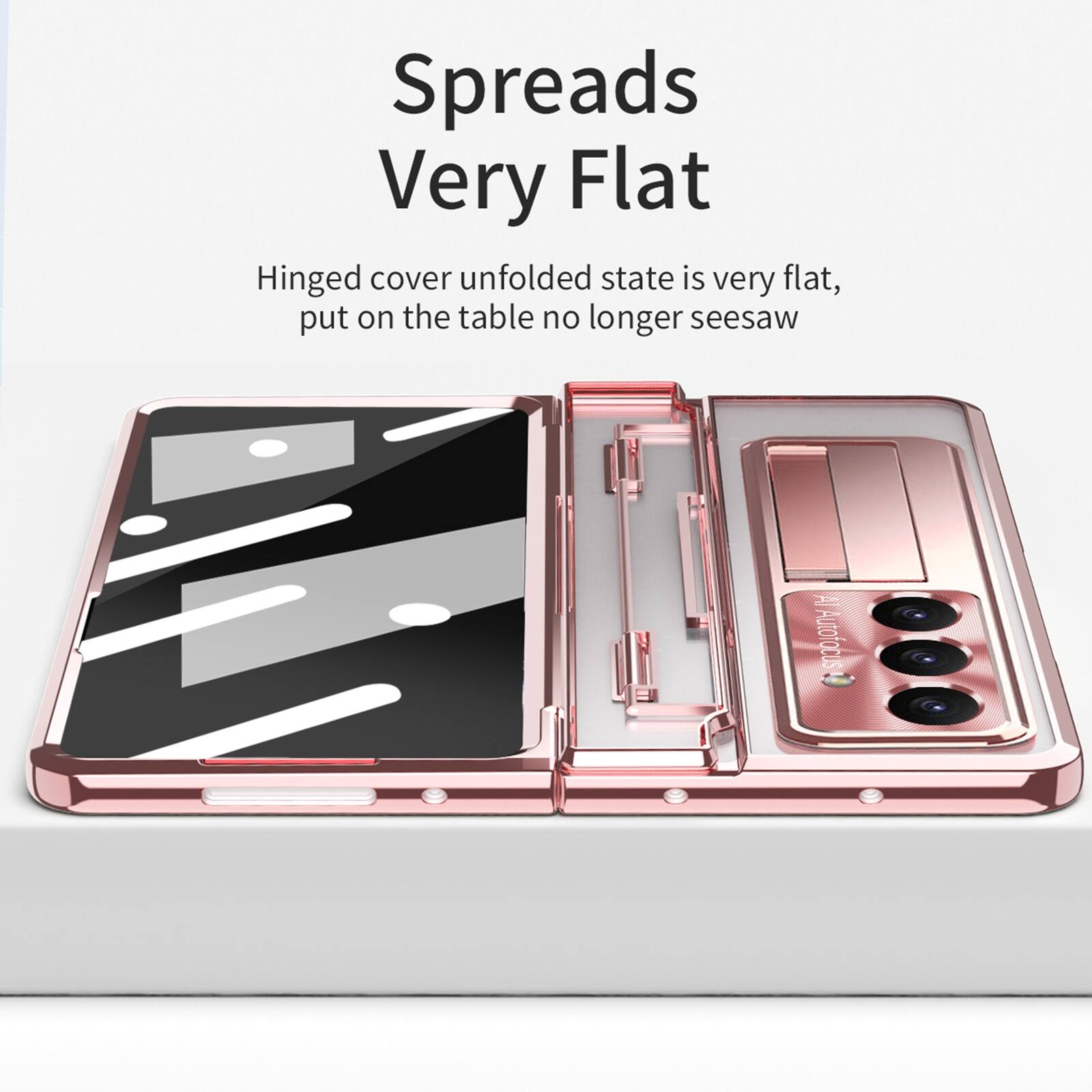 Spreads Very Flat

Hinged cover unfolded state is very flat, put on the table no longer seesaw

ATAutofocus
