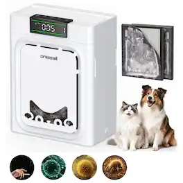 Oneisall - HEPA Pet Air Purifier : Washable Double Side Filter, Air Quality Auto Monitor, Sleep Timer, 4 Speed,2200Ft² Large Room - White