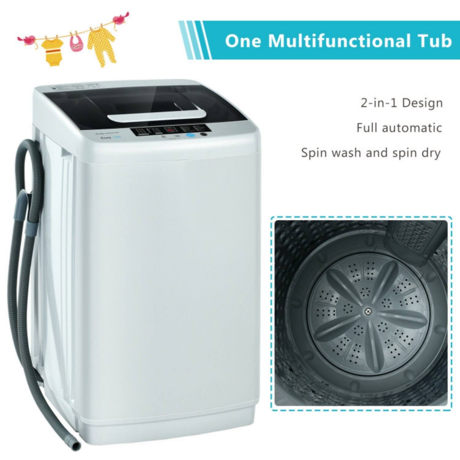 One Multifunctional Tub

2-in-1 Design  
Full automatic  
Spin wash and spin dry