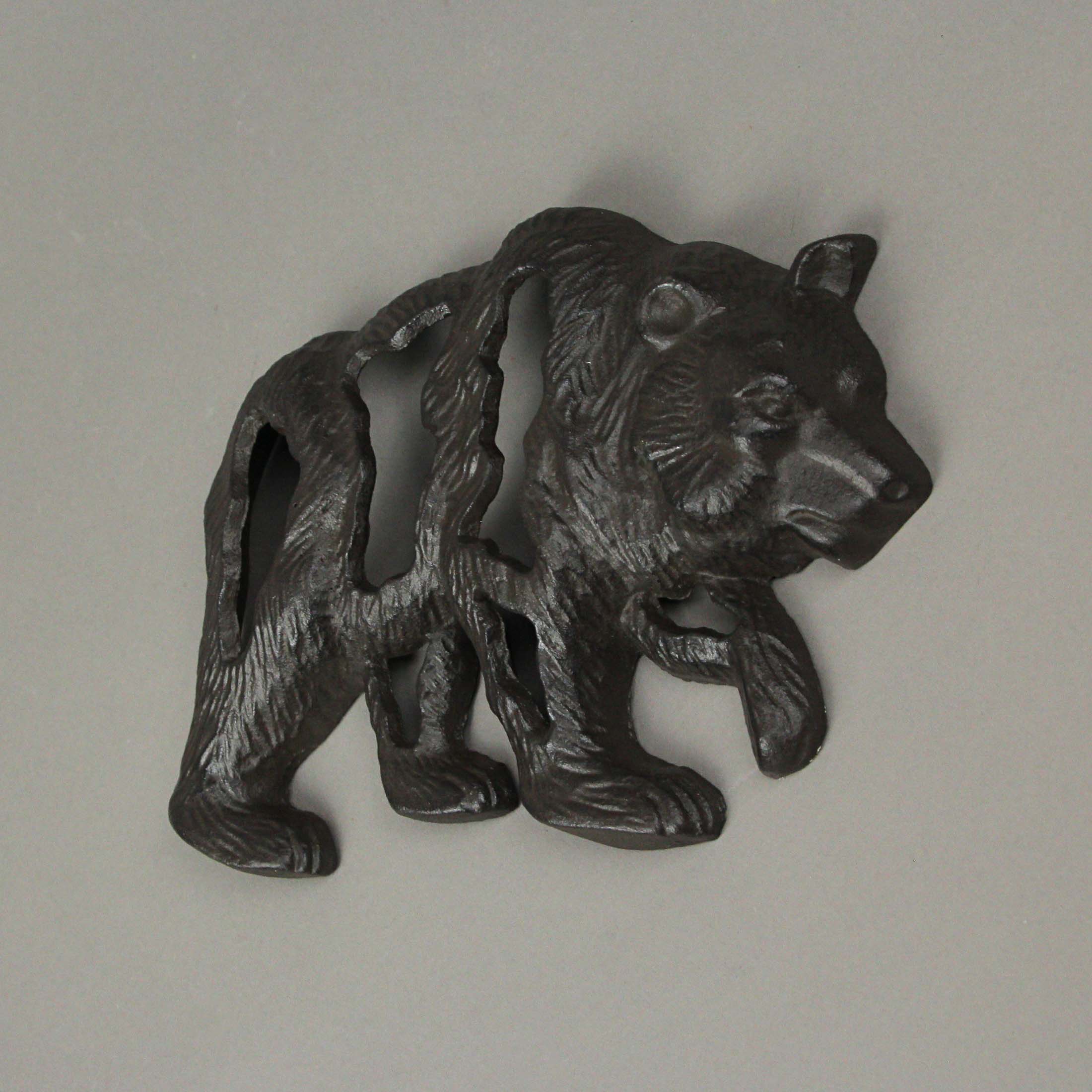 Alt View 3. J.D. Yeatts - Cast Iron Bear Wall Mounted Sculpture Cabin Home Art Hanging Plaque Lodge Decor - Brown.
