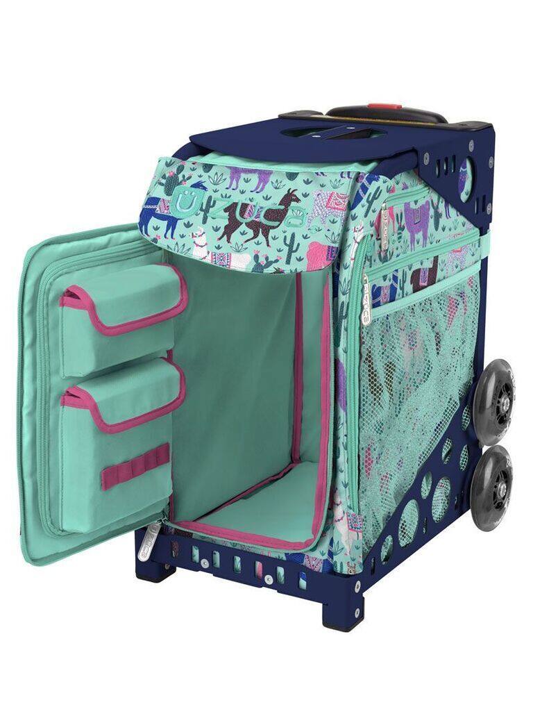 Back. Zuca - Zuca Llama Rama Sport Insert Bag and Navy Blue Frame with Flashing Wheels - Navy.