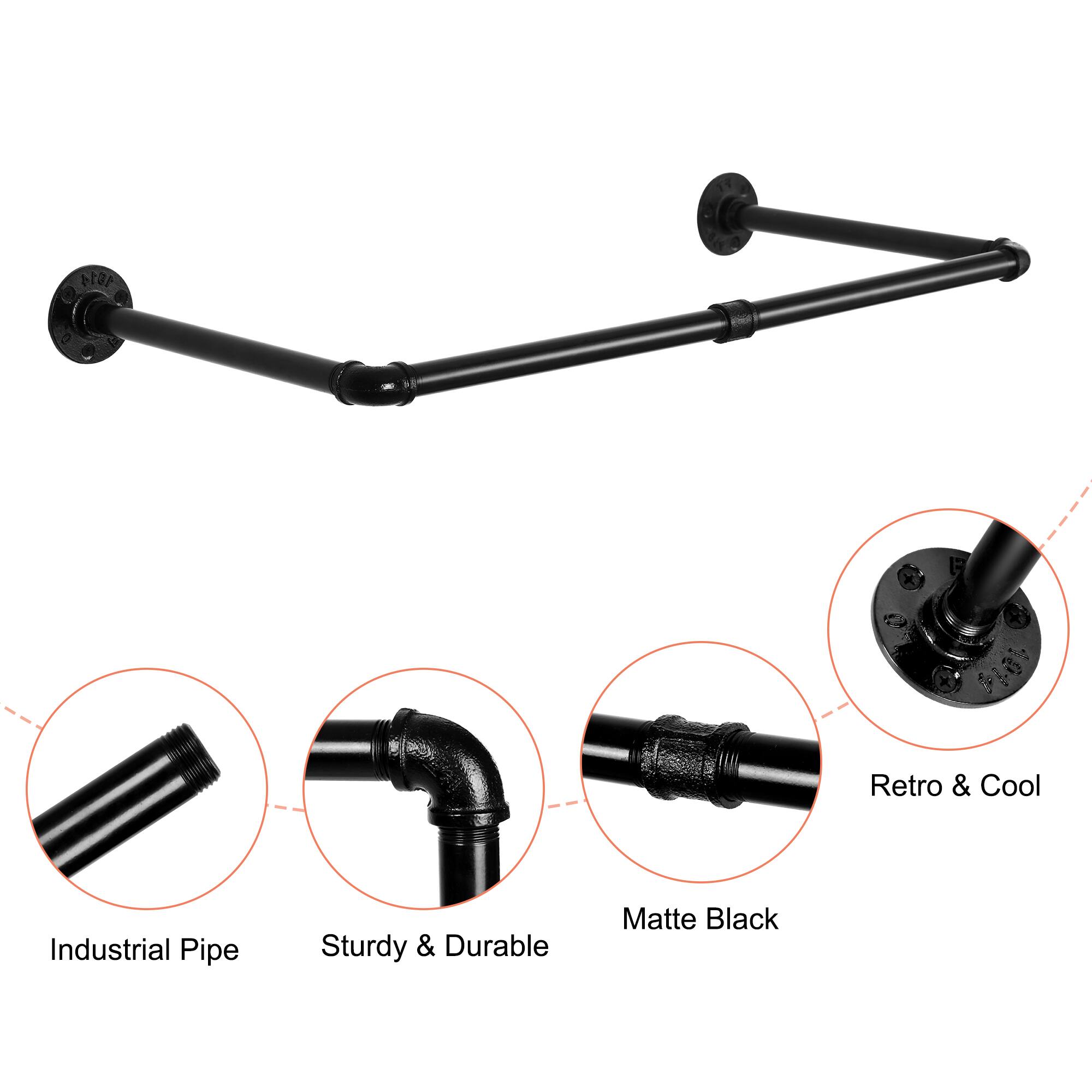 Retro & Cool Industrial Pipe Sturdy & Durable Matte Black