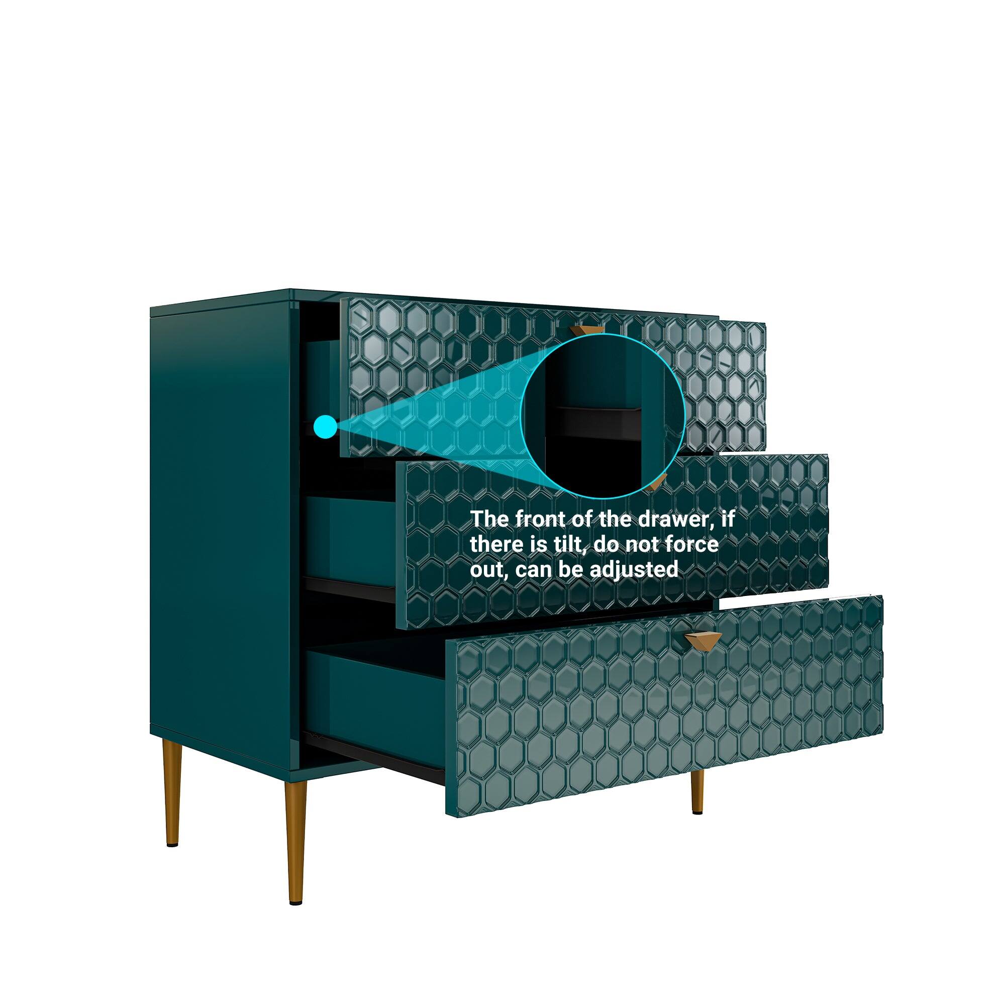 The front of the drawer, if there is tilt, do not force out, can be adjusted