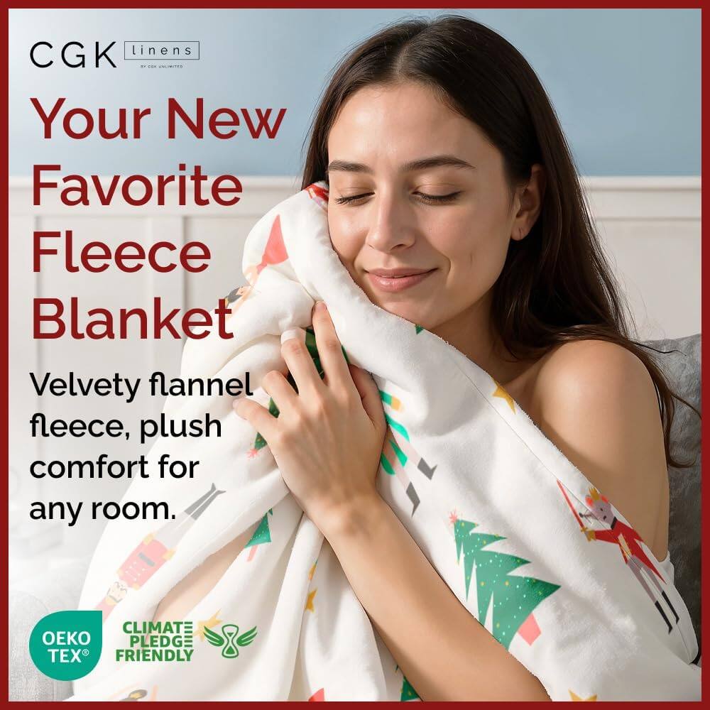 CGK Linens  
Your New Favorite Fleece Blanket  
Velvety flannel fleece, plush comfort for any room.  
CLIMATE PLEDGE FRIENDLY  
OEKO TEX