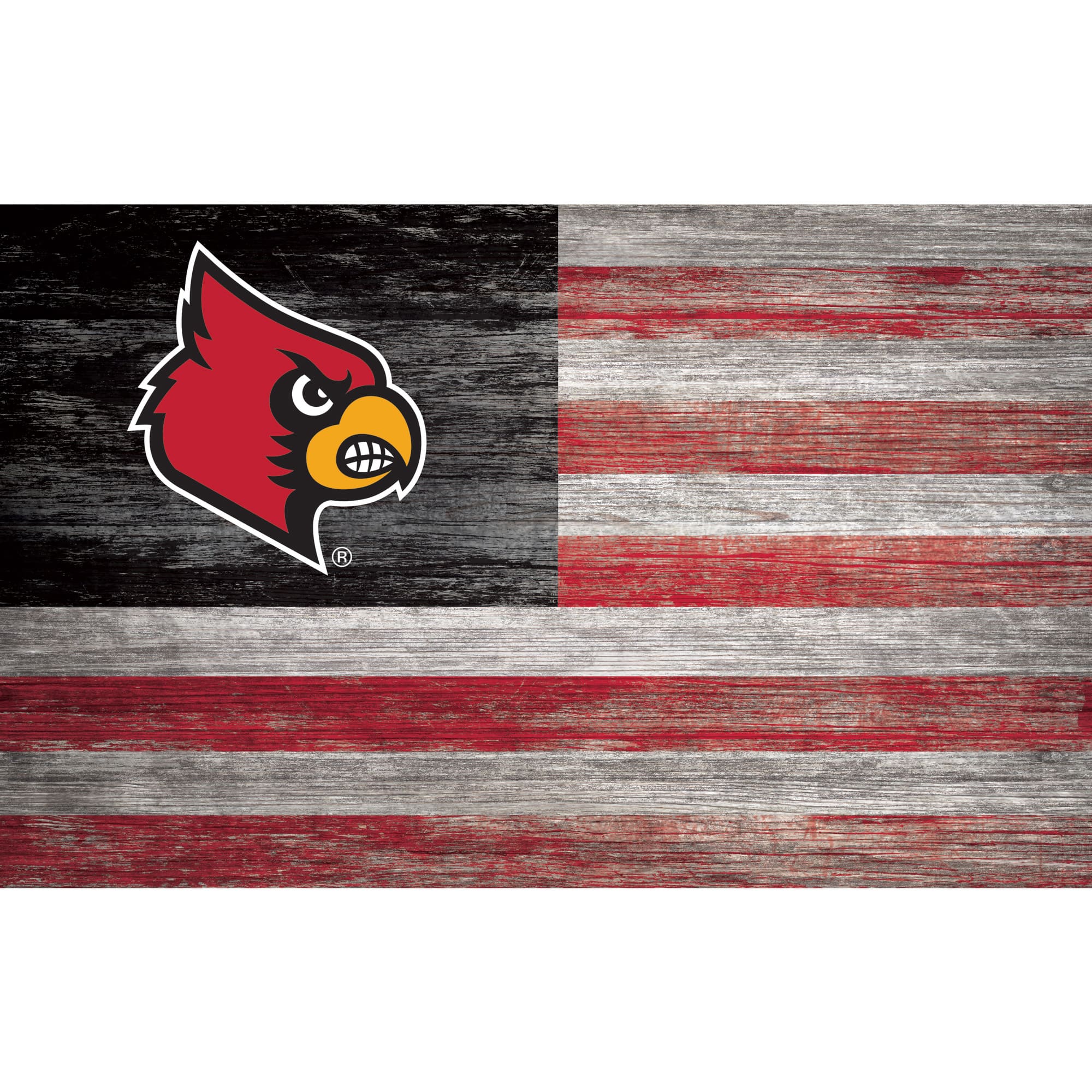 Front. Fan Creations - Louisville Cardinals 11'' x 19'' Distressed Flag Sign - Multicolor.