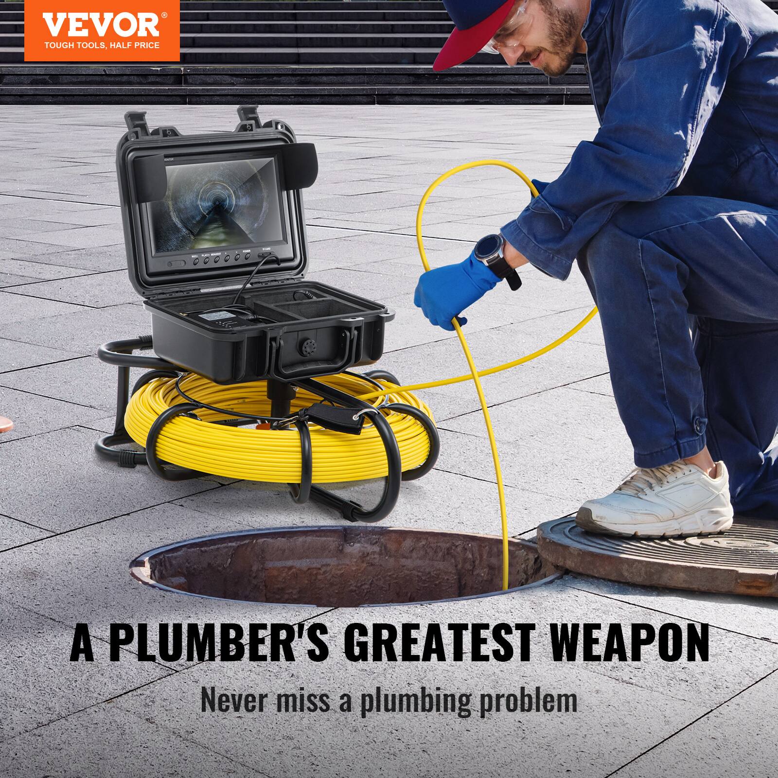 VEVOR  
TOUGH TOOLS, HALF PRICE  

A PLUMBER'S GREATEST WEAPON  
Never miss a plumbing problem