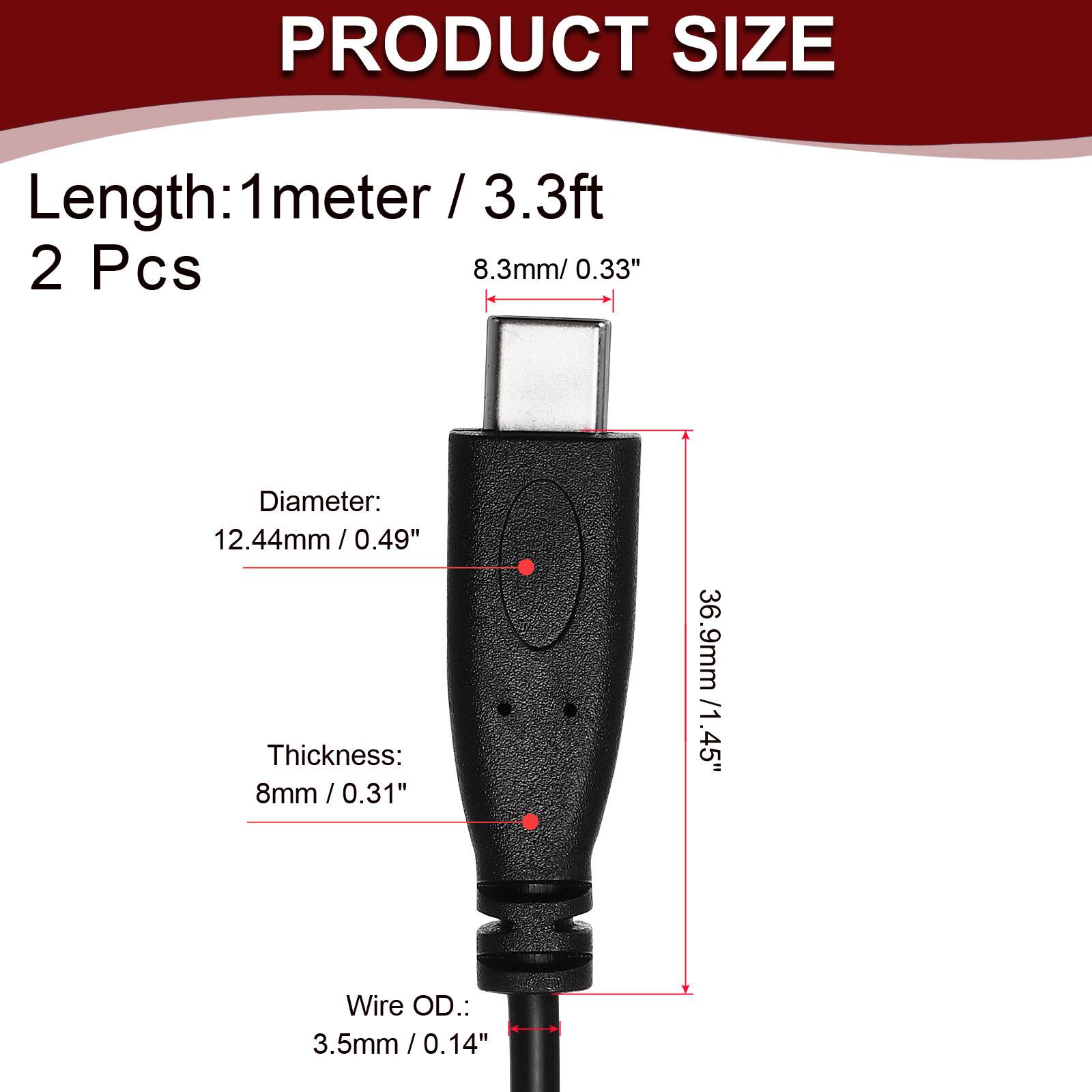 PRODUCT SIZE  
Length: 1 meter / 3.3 ft  
2 Pcs  
Diameter: 8.3mm / 0.33"  
Thickness: 12.44mm / 0.49"  
Wire OD.: 3.5mm / 0.14"