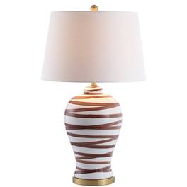 Jonathan Y - Joelie 29" Ceramic LED Table Lamp - Brown/White