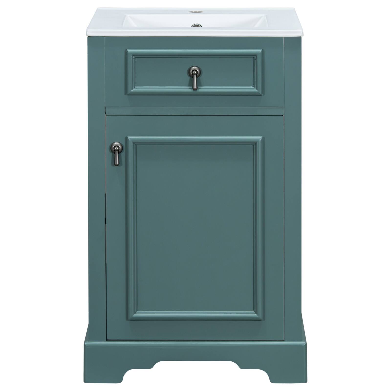 20-Inch Bathroom Vanity with Ceramic Sink, Soft Close Door, Adjustable Shelf and Door- Ideal for Small Bathrooms