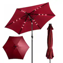 Winado - 9FT Patio Umbrella with Solar Lights, Outdoor Umbrella with Push Button Tilt and Crank, Umbrella Outdoor Patio for Patio