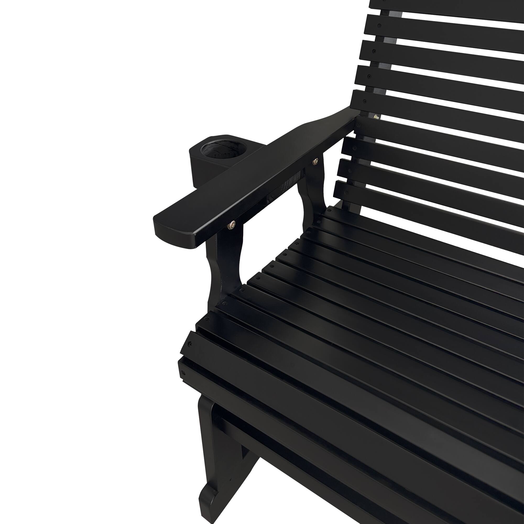 Alt View 6. Fortune Candy - Wooden Patio Glider w/High Back & Deep Contoured Seat, Solid Fir Wood, Heavy-Duty 600 lbs(1 Searter, 2 Pack) - Black.