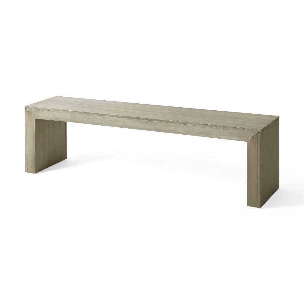 Alt View 3. Ropilly - Ropilly Acacia Wood Dining Bench Grey Taupe Farmhouse Rustic Indoor Entryway Seating - Grey and Taupe.