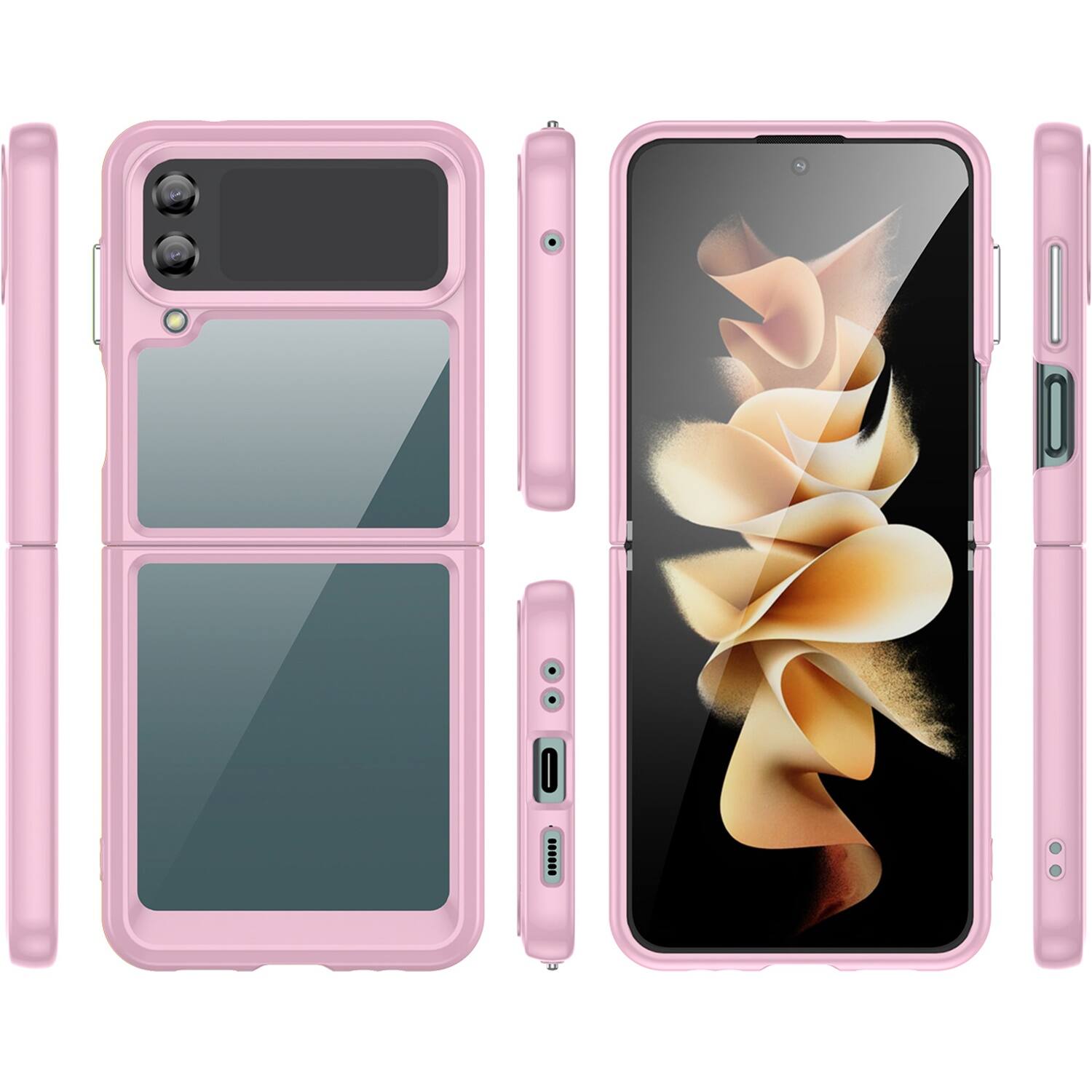 Alt View 11. SaharaCase - Hybrid-Flex Hard Shell Case for Samsung Galaxy Z Flip4 - Clear/Pink.