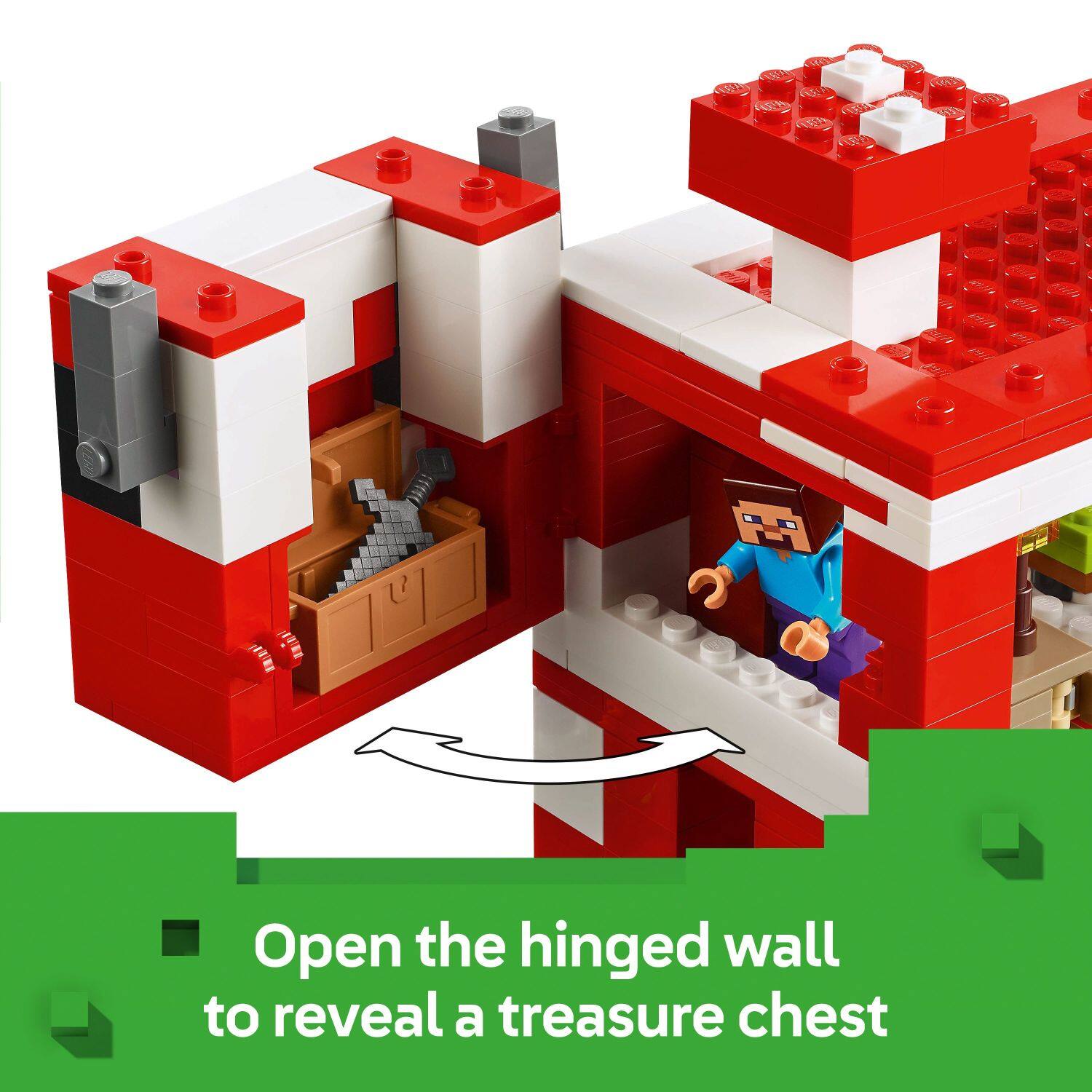 Open the hinged wall to reveal a treasure chest.
