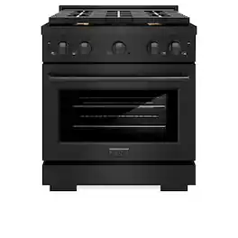 ZLINE - 30" Paramount Gas Range w/ Convection Oven in Black Stainless & 4 Brass Burners (SGRB-BR-30) - Black Stainless Steel