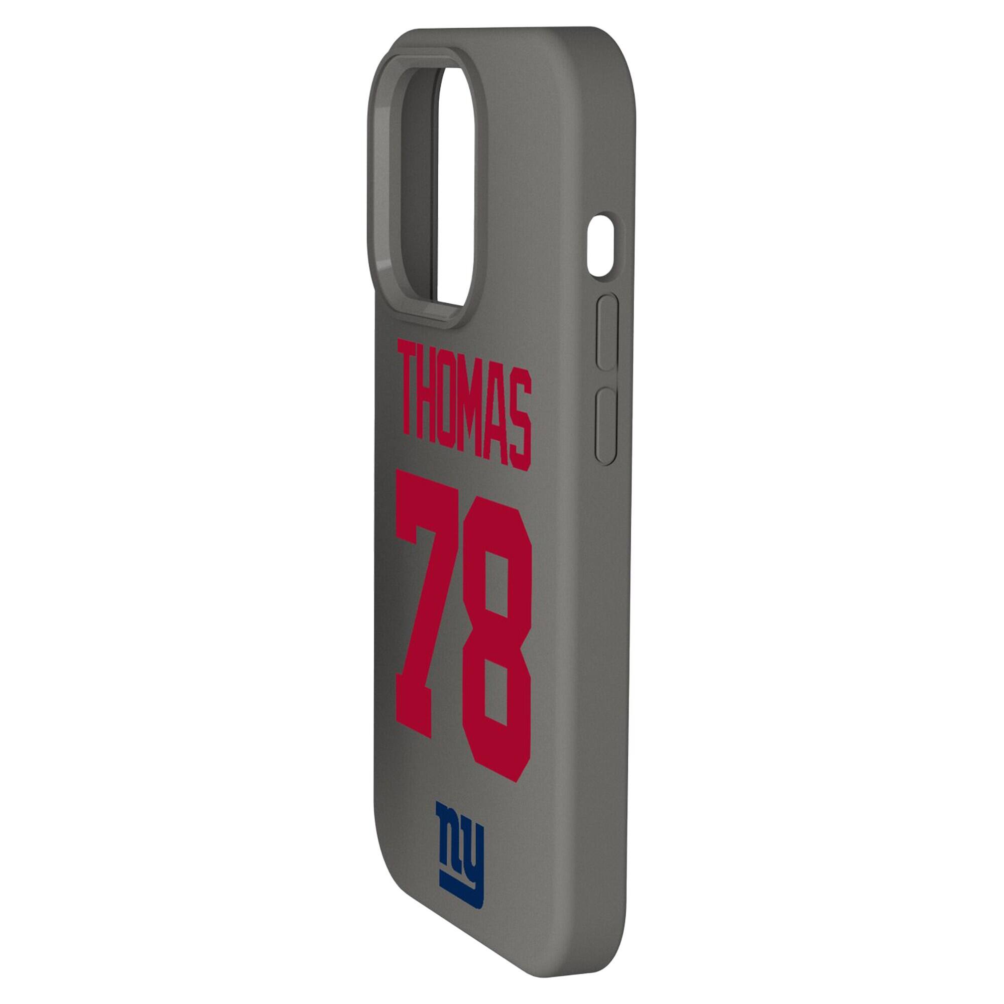 Alt View 1. Keyscaper - Andrew Thomas Gray New York Giants Ready Soft Touch iPhone Case - 14 Plus - Gray.