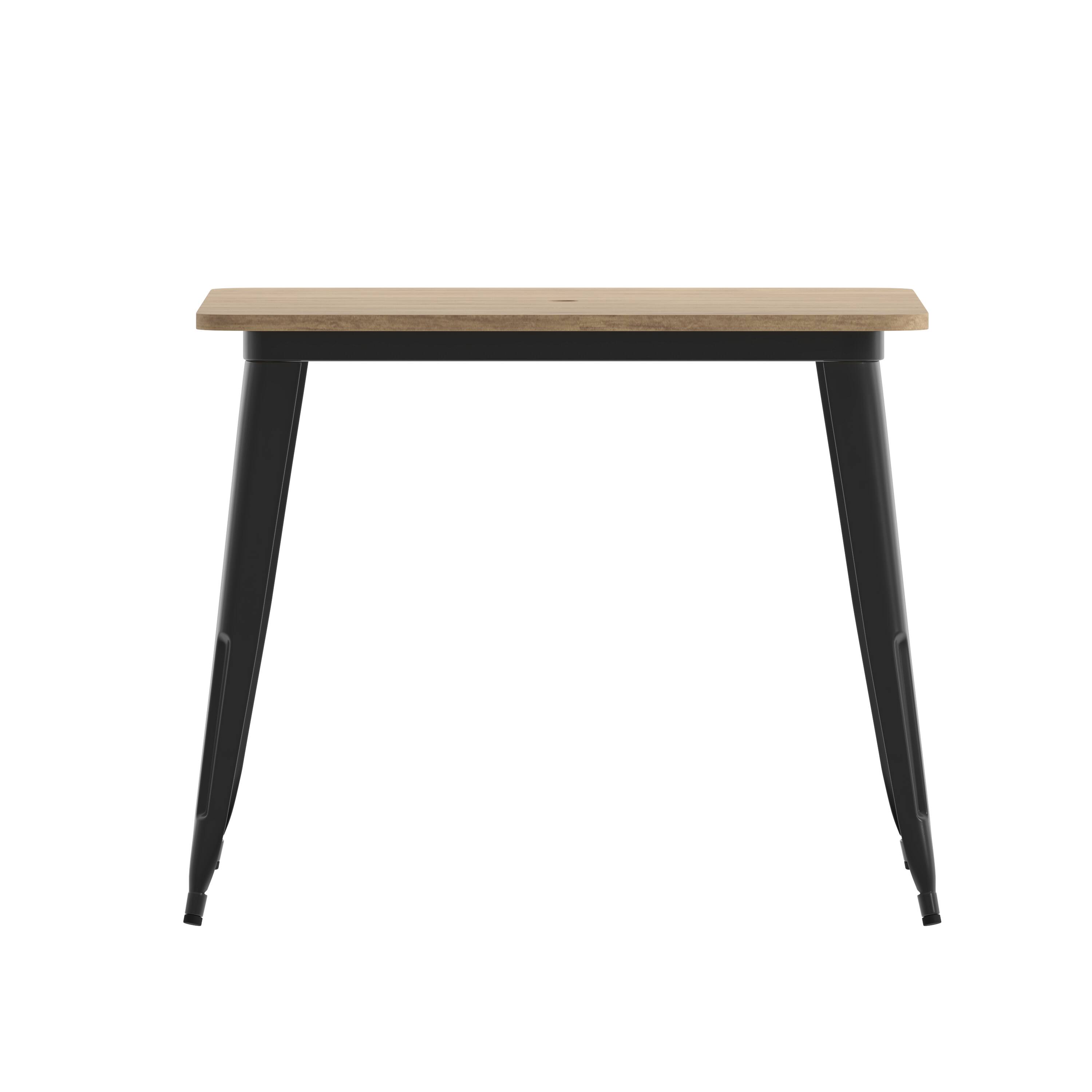 Alt View 8. Emma + Oliver - Drew Indoor/Outdoor Dining Table with Umbrella Hole, 36" Square All Weather Poly Resin Top and Steel Base - Brown Top/Black Frame.
