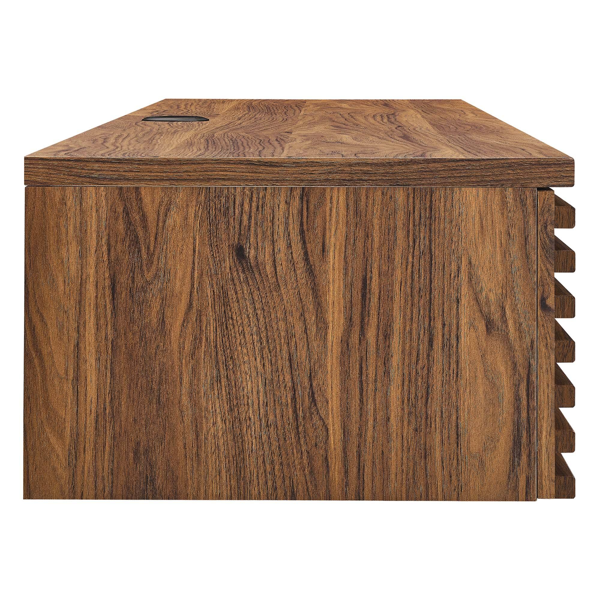 Alt View 1. Modway - Render Wall Mount Wood Office Desk by Modway - Walnut.
