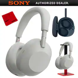 Sony - WH-1000XM6 Best Wireless Noise Canceling Headphones, Silver + Pro Stand Kit