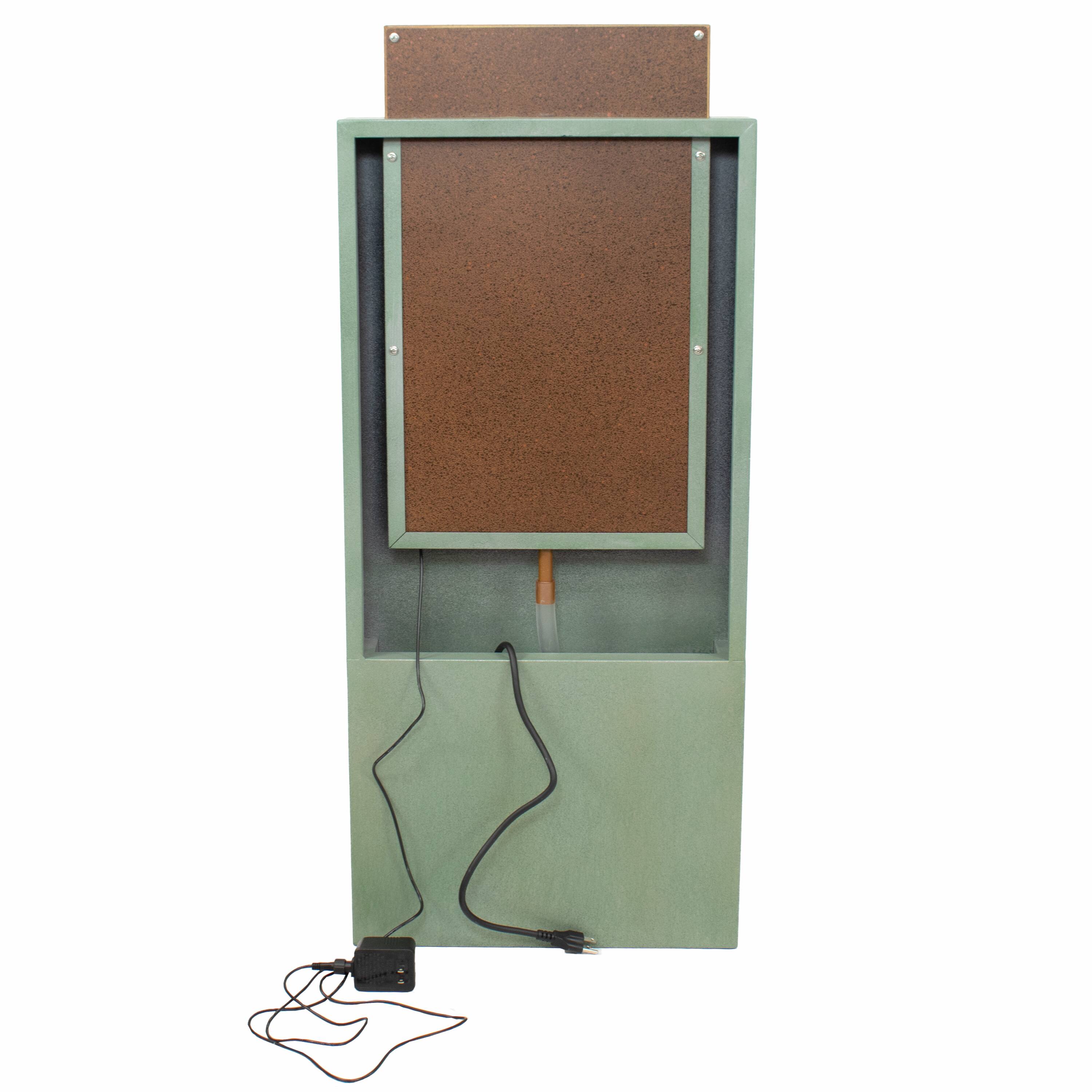 Alt View 9. Sunnydaze - Mighty Oak Steel Outdoor Water Fountain with LEDs - 41.25" - Green.