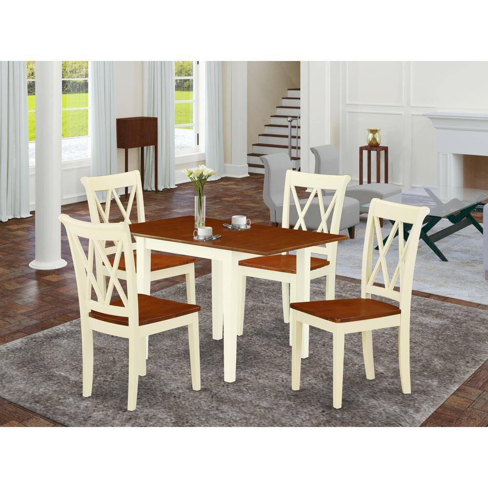 Left. East West Furniture - Dining Room Set Buttermilk & Cherry - Brown.