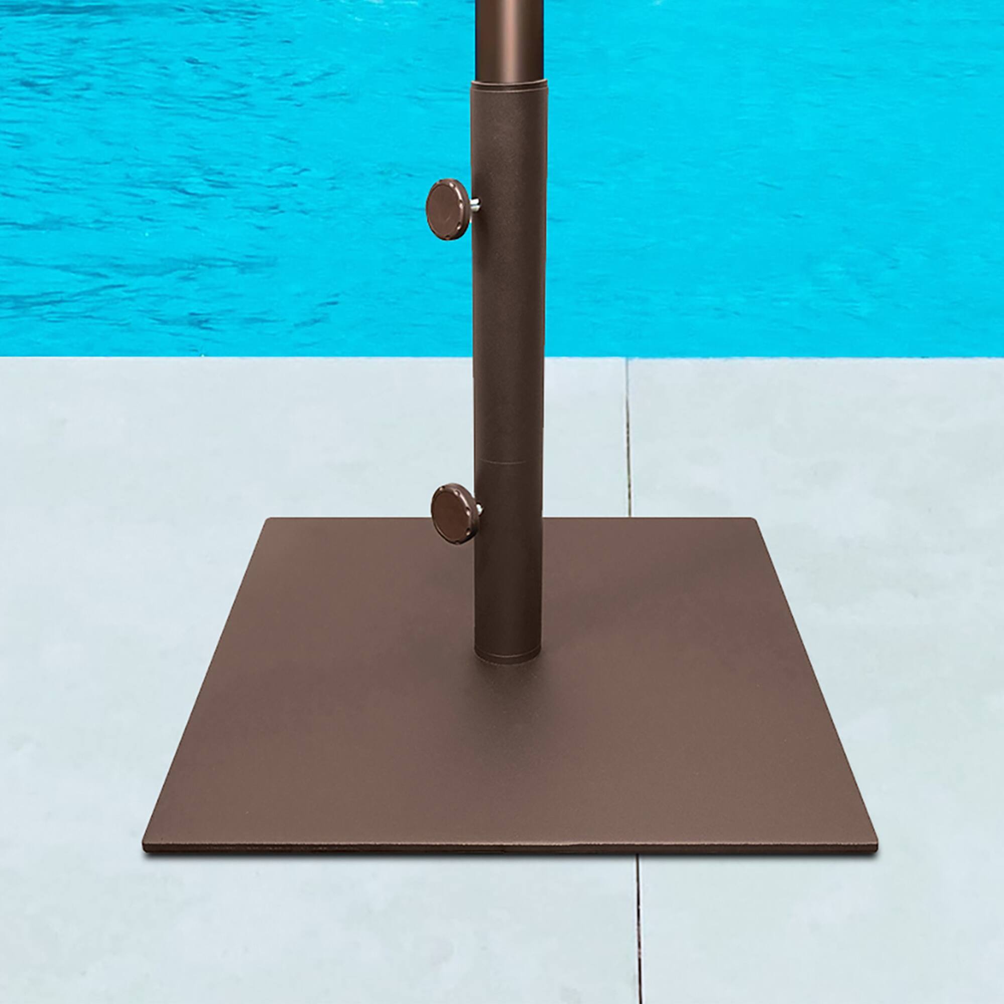 Back. Mondawe - 35lb Steel Umbrella Base Fits up to a 1.63” dia. Pole - Bronze.