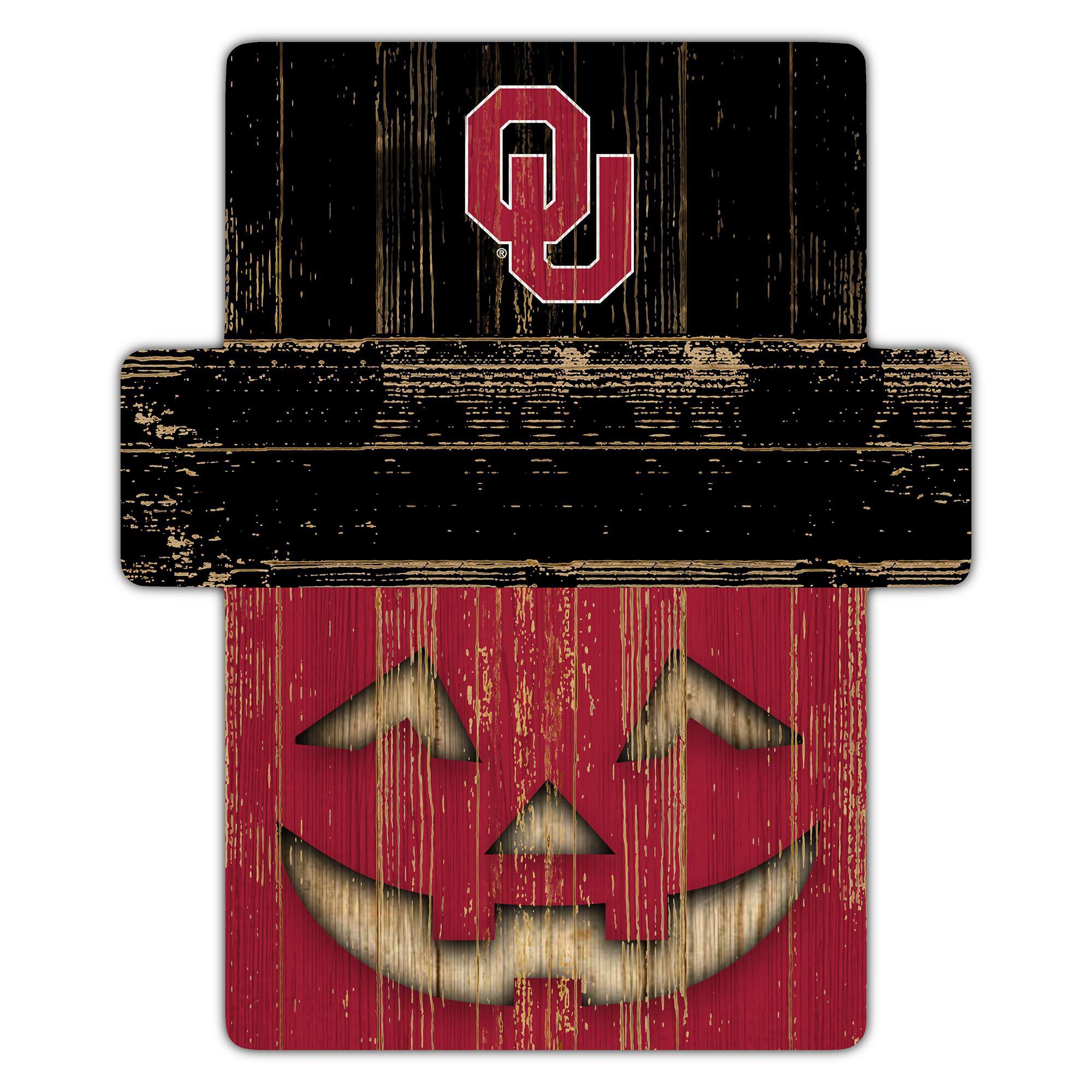 Front. Fan Creations - Oklahoma Sooners 12" x 12" Jack-O-Lantern Display - Orange.