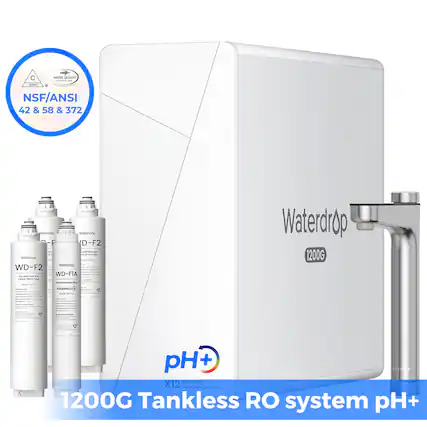 C AirE ATT - NSF/ANSI 42 & 58 & 372
Waterdrop D-F2 - 1
Waterdrop WD-F2 - WD-FIA - 1
Alkaline - 1
Waterdrop 1200G pH+
Waterdrop Ceversa Comras System
1200G Tankless RO system pH+