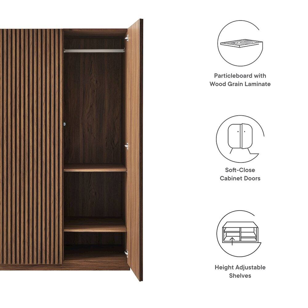 Particleboard with Wood Grain Laminate  
Soft-Close Cabinet Doors  
Height Adjustable Shelves