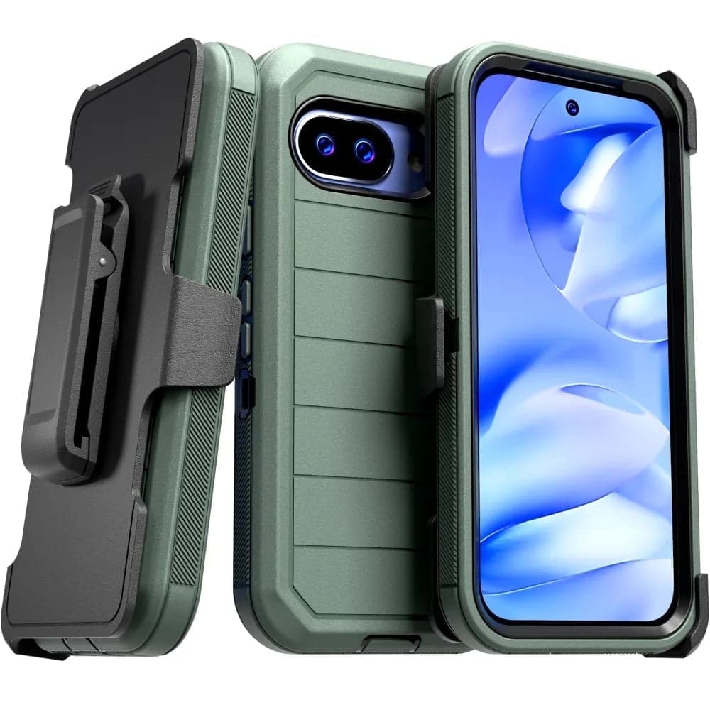 Front. RomeTech - Defender Case for Google Pixel 9a - Army Green / Black - Army Green / Black.