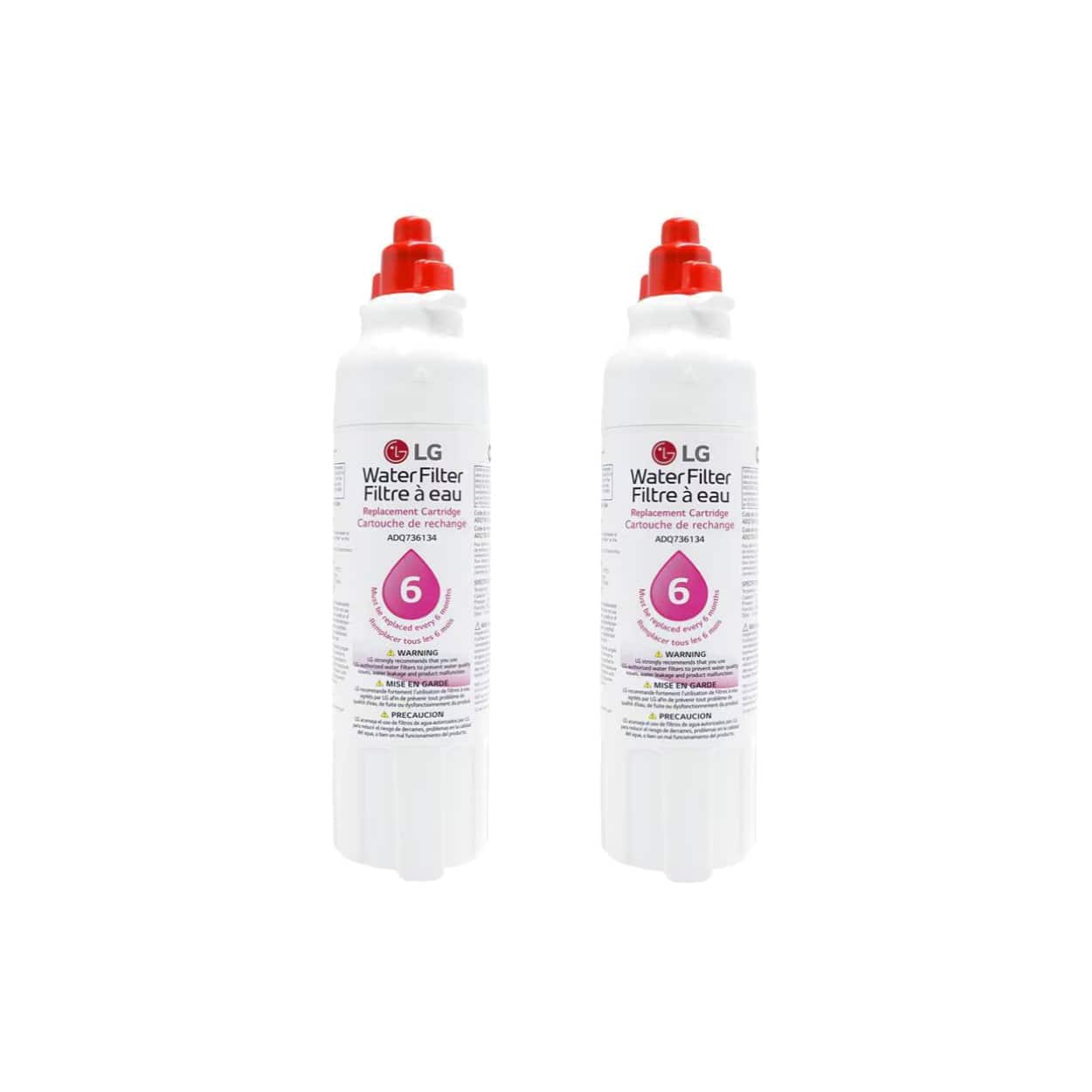 LG - Genuine LT800P 6 Mos/200 Gal Replacement Refrigerator Water Filter (2-Pack)