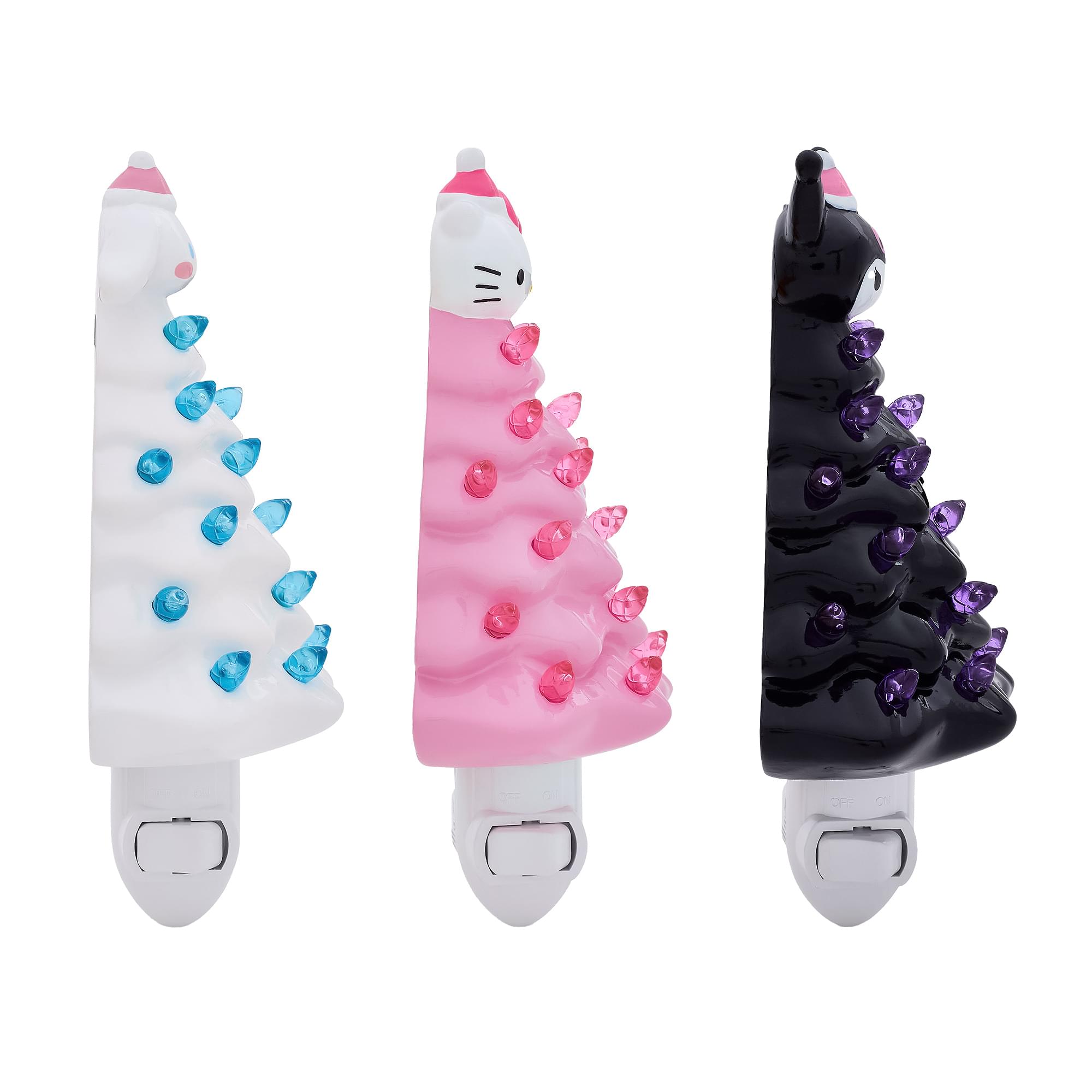 Alt View 2. Ukonic - Sanrio Characters Christmas Tree Plug-In Night Light Set Of 3 - White, Pink, Black.