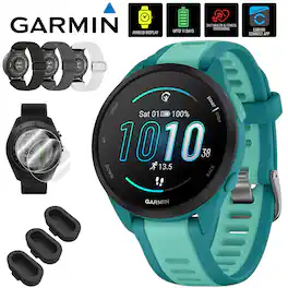 Garmin - Forerunner 165 Music Smart Sport Watch, Turquoise + Aqua with Accessories Bundle - Turquoise|Aqua - (2024)