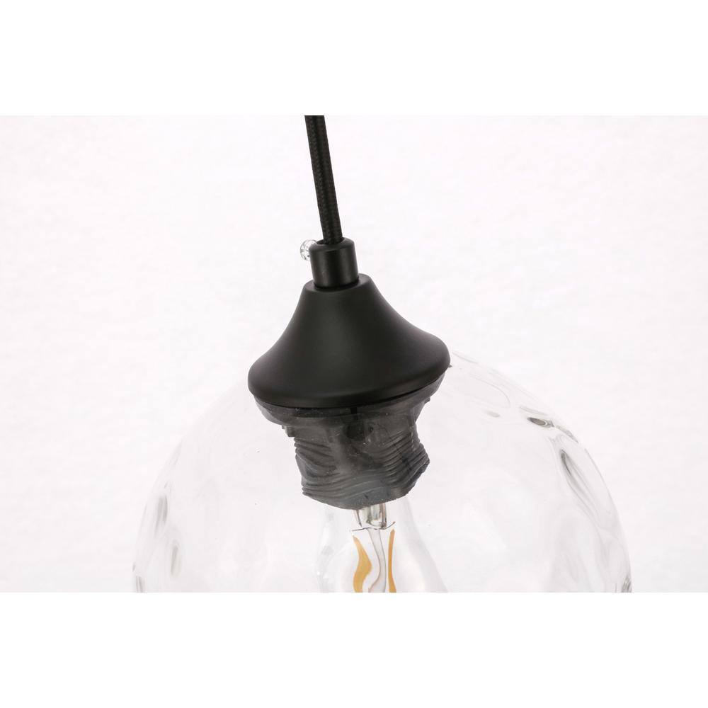 Back. Living District - Cashel 1 light Black and Clear glass pendant - Black And Clear Glass.
