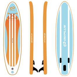Costway - 10' Inflatable SUP Board, Portable Paddle Board with 5D rings Stand Up Paddle Board for Youth & Adult - Orange + White