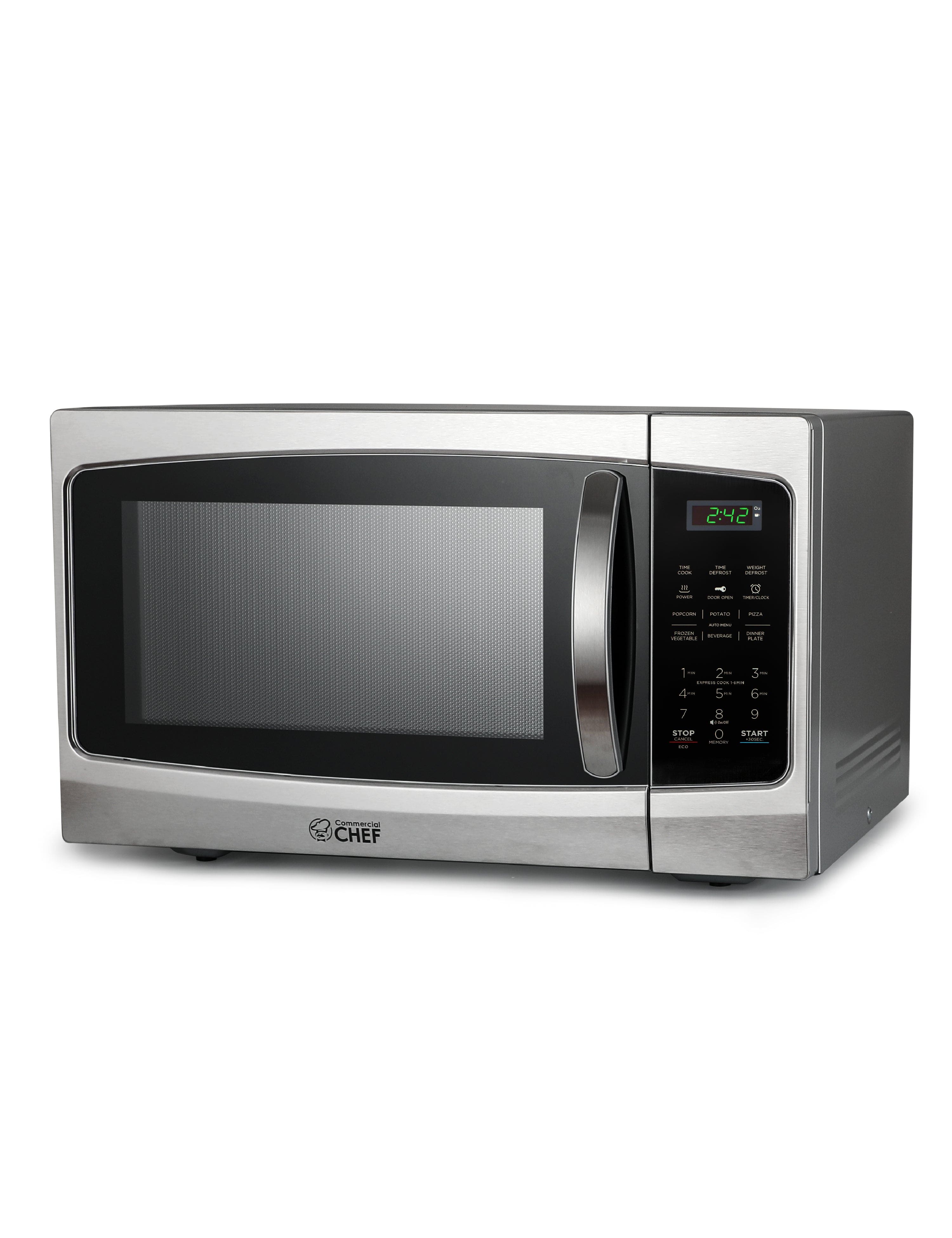 Commercial Chef - Microwave 1.3 Cu Ft with 10 Power Levels - Stainless Steel