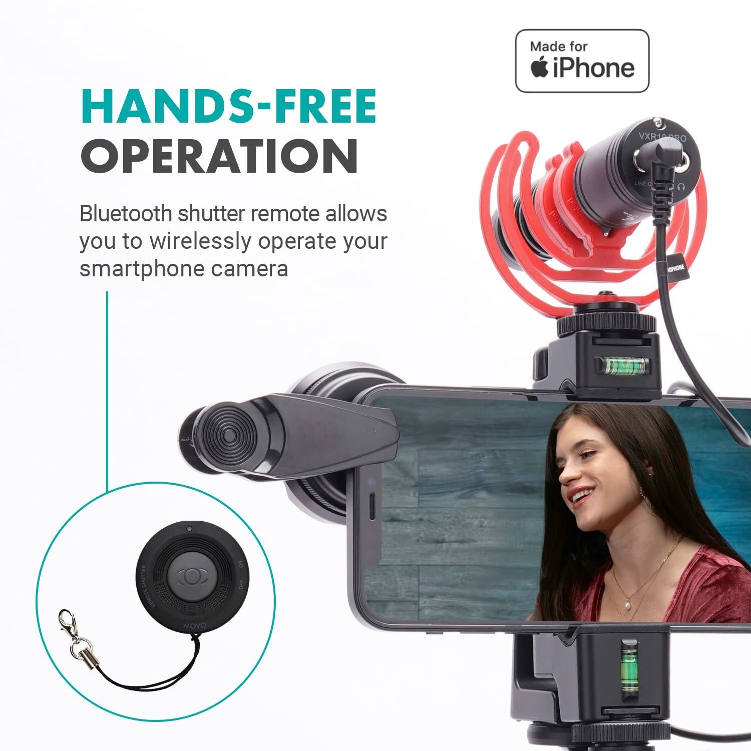 HANDS-FREE OPERATION  
Bluetooth shutter remote allows you to wirelessly operate your smartphone camera  

Made for iPhone  

VXR1P