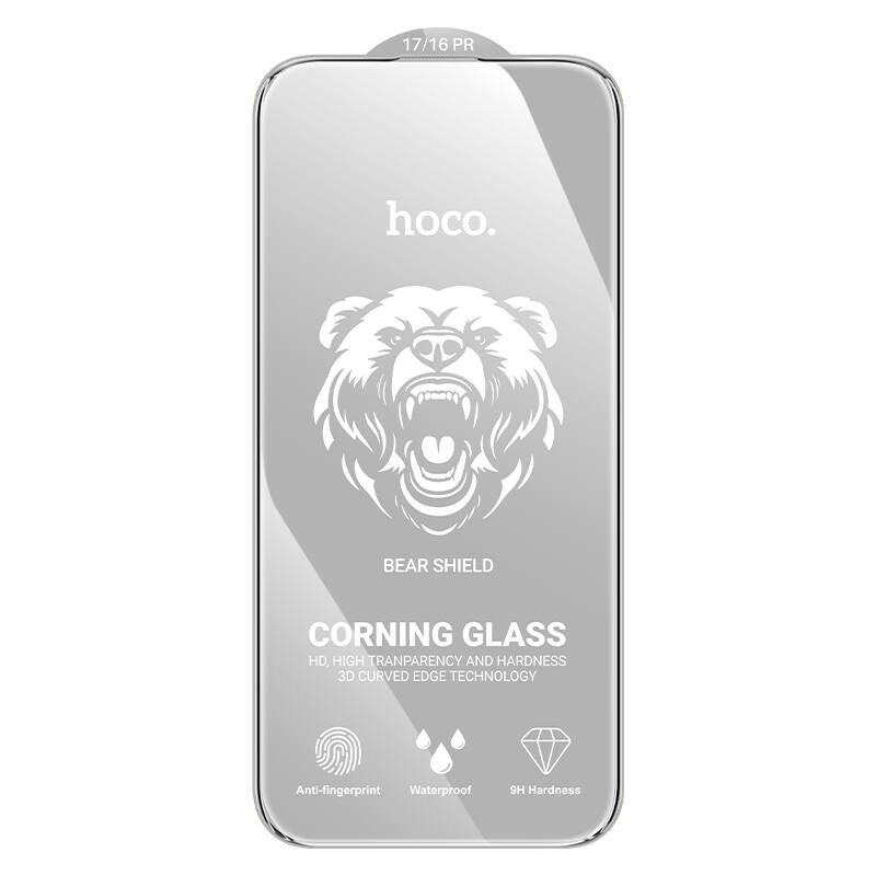 17/16 PR  
hoco.  
BEAR SHIELD  
CORNING GLASS  
HD, HIGH TRANSPARENCY AND HARDNESS  
3D CURVED EDGE TECHNOLOGY  
Anti-fingerprint  
Waterproof  
9H Hardness