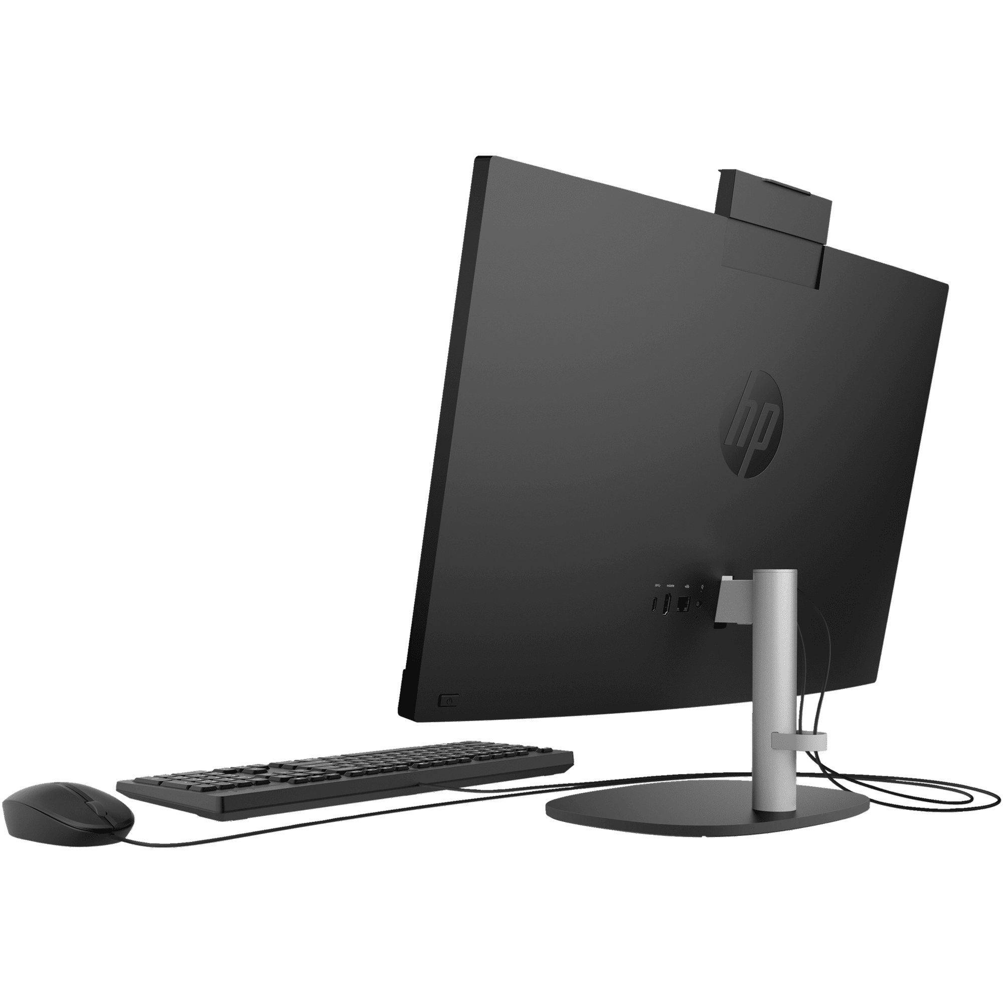 Back. HP - HP 24-cr00 23.8" FHD All-in-One Desktop AMD Ryzen 3 7320U 8GB, 256GB, W11 - Black.