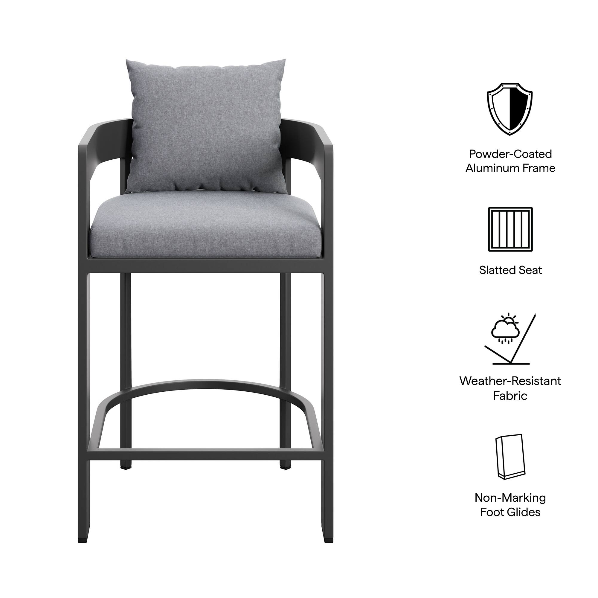 Powder-Coated Aluminum Frame  
Slatted Seat  
Weather-Resistant Fabric  
Non-Marking Foot Glides