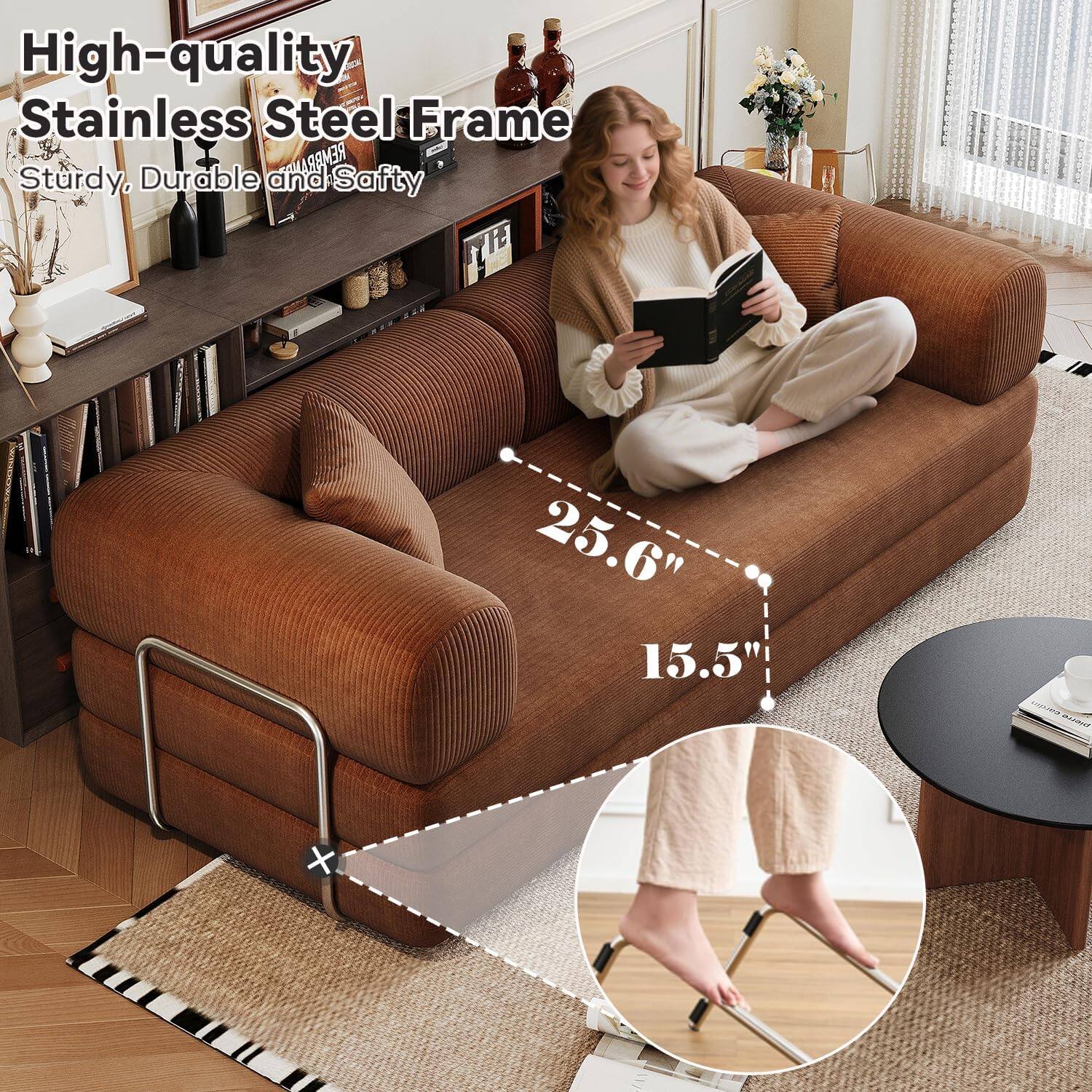 High-quality Stainless Steel Frame  
Sturdy, Durable and Safety  

25.6" x 15.5"