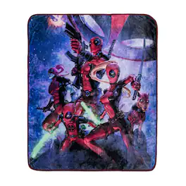 Marvel - Comics Deadpool Corps Raschel Throw Blanket | 50 x 60 Inches - Blue