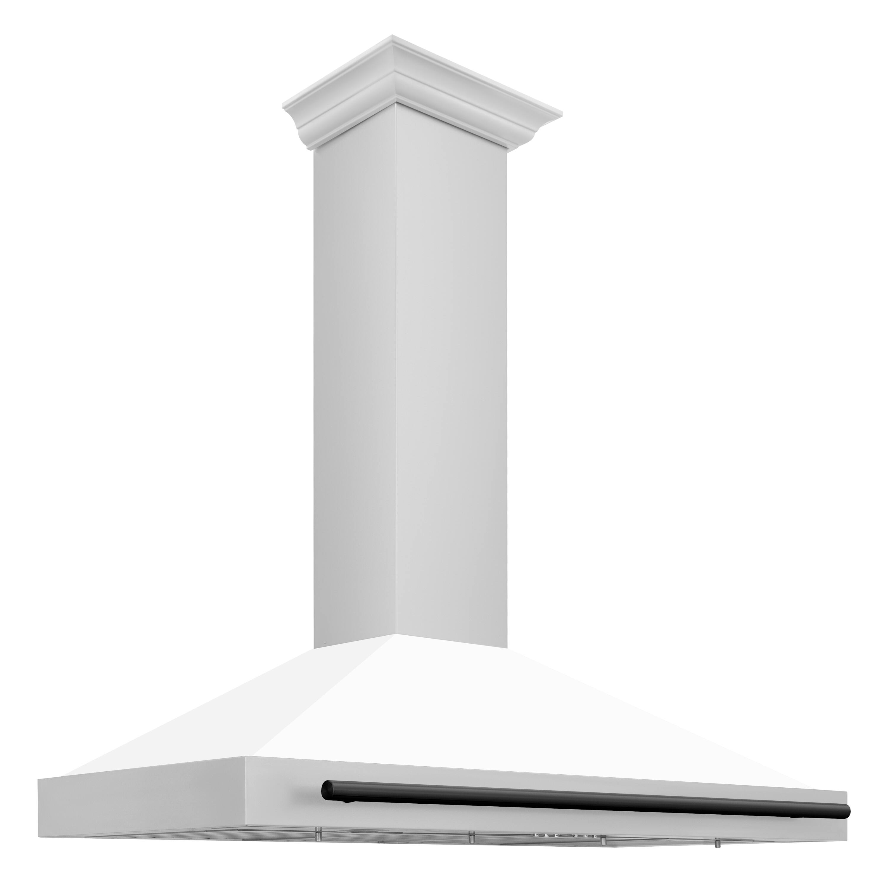 Left. ZLINE - ZLINE 48 in. Autograph Edition Convertible Stainless Steel Range Hood with White Matte Shell and Matte Black Accents - White Matte.