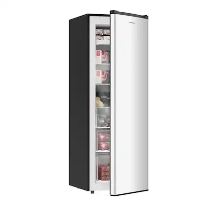 Front. BANGSON - BANGSON 7.0 Cu.ft Upright Freezer, Convertible Freezer/Refrigerator, Single Door for Kitchen Office Apartment, Silver - Silver.