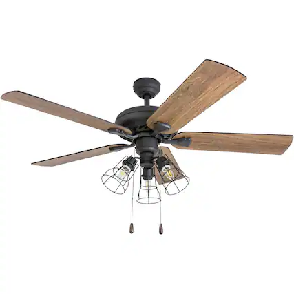 Front. Prominence Home - Prominence Home Lincoln Woods 52" Ceiling Fan with Light, Pull Chain, Bronze - Bronze.