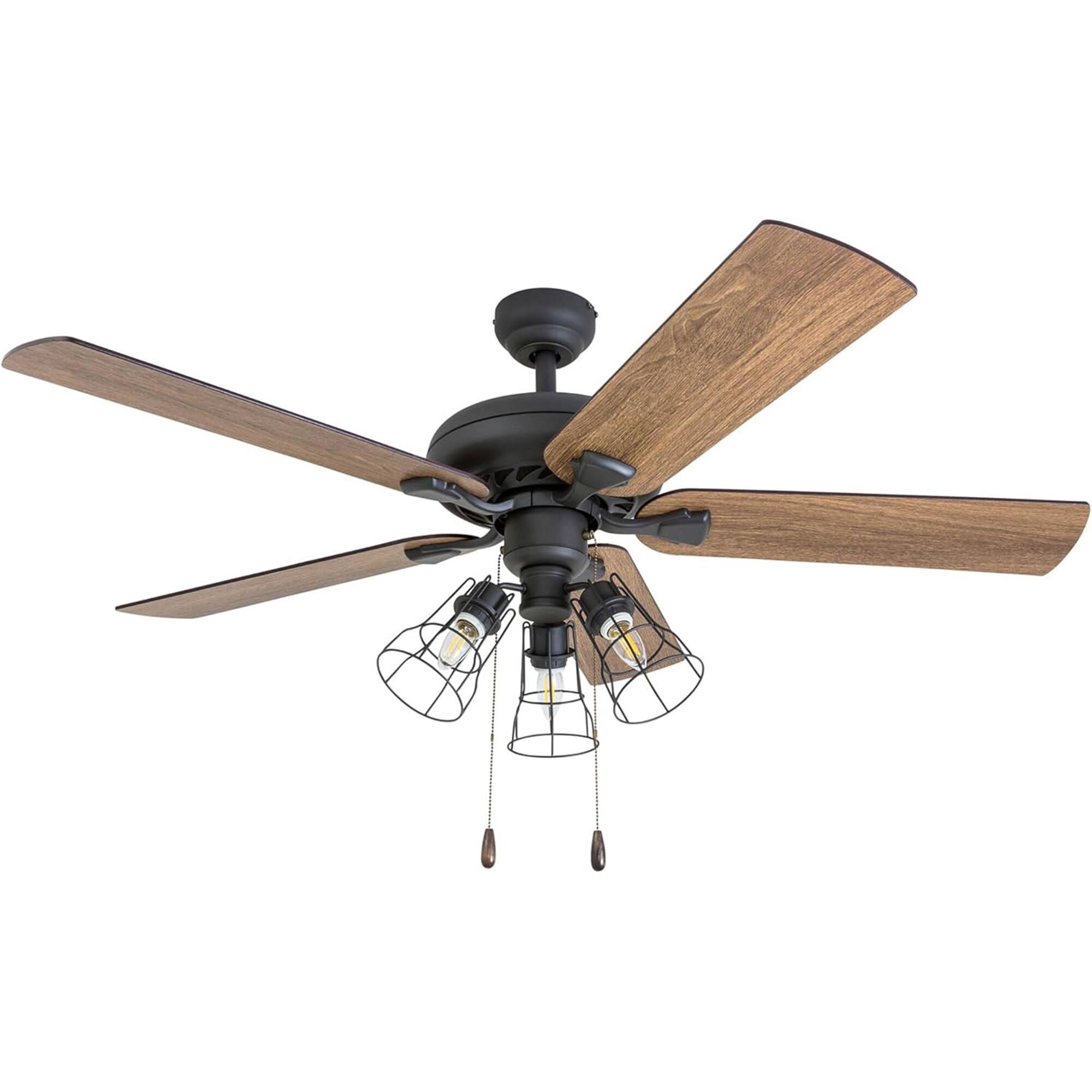 Front. Prominence Home - Prominence Home Lincoln Woods 52" Ceiling Fan with Light, Pull Chain, Bronze - Bronze.