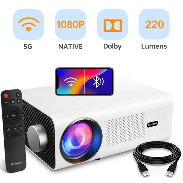 Vankyo - Leisure 495W Native 1080P Projector Full HD 5G WiFi Projector with Bluetooth - White