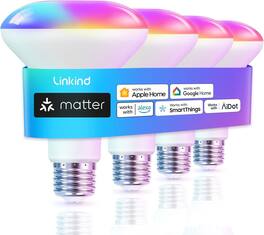 Linkind - BR30 650 Lumens Smart LED Blub, Matter Compatible, Coloring Changing (4-Pack) - Multicolor