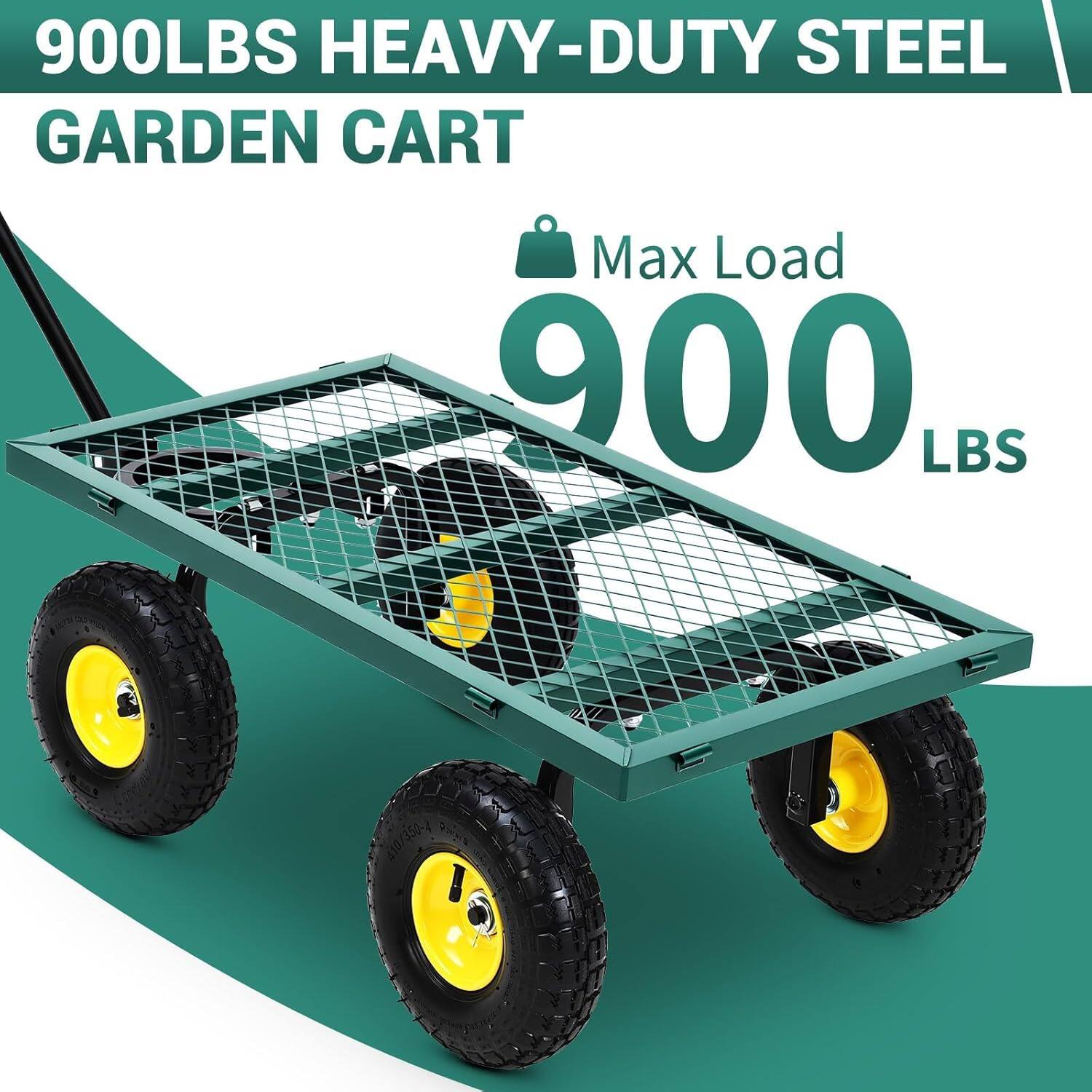 900LBS HEAVY-DUTY STEEL GARDEN CART  
Max Load 900 LBS
