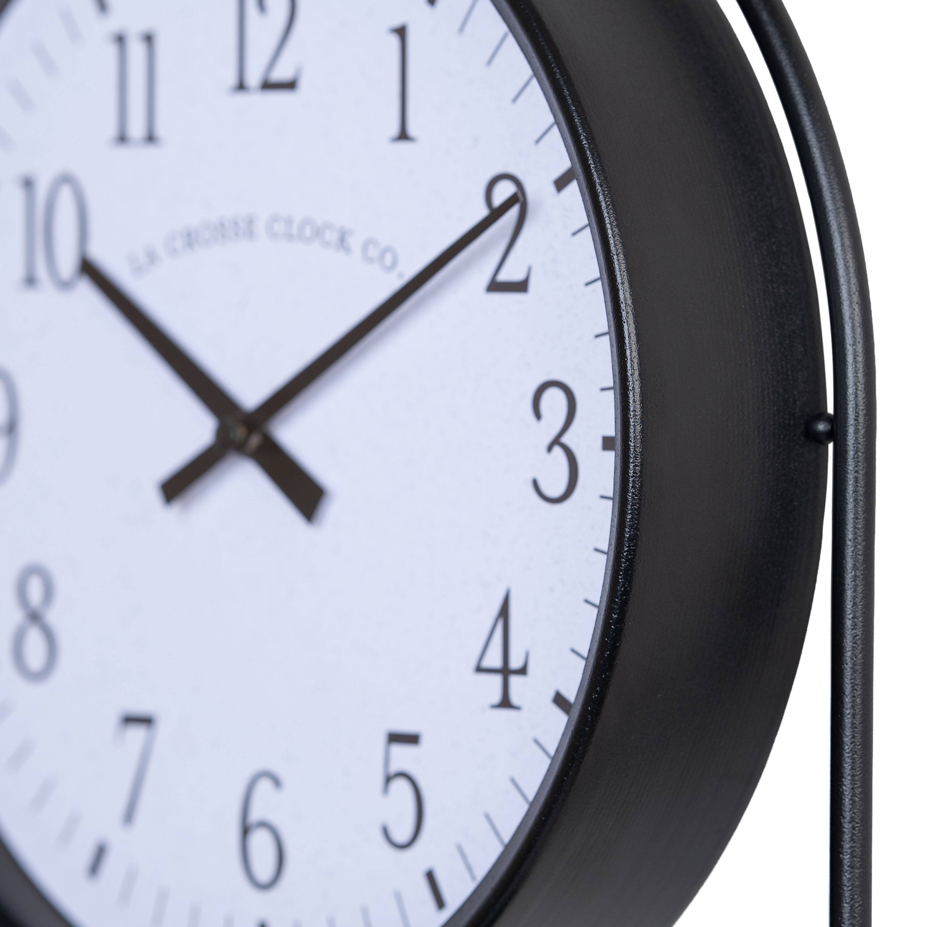 Angle. La Crosse Clock Co. - Depot Metal Wall Clock with Basket and Shelf - Black.